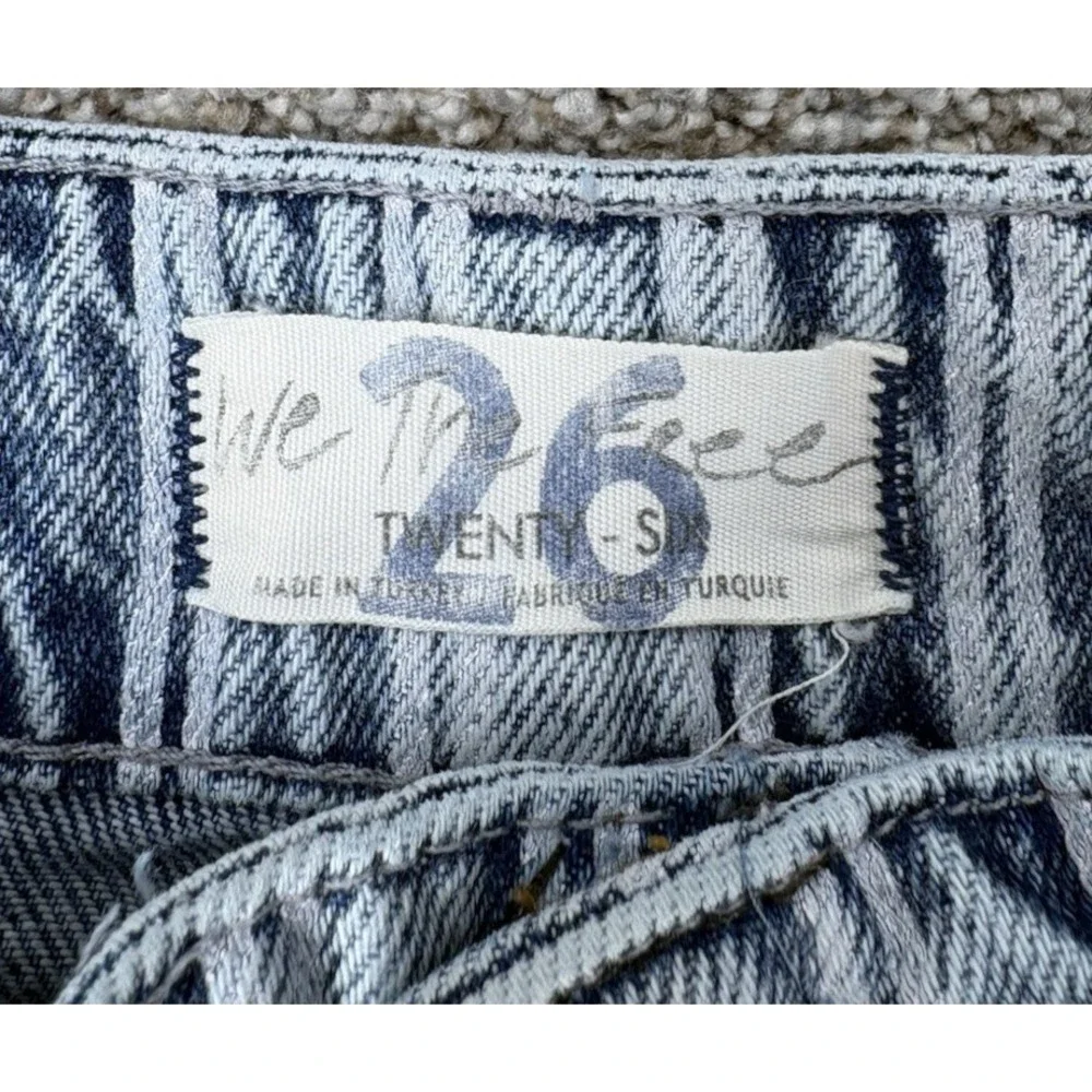 Free People Dogtown Cutoff Denim Shorts Womens 26 Blue Striped High Rise Pleated